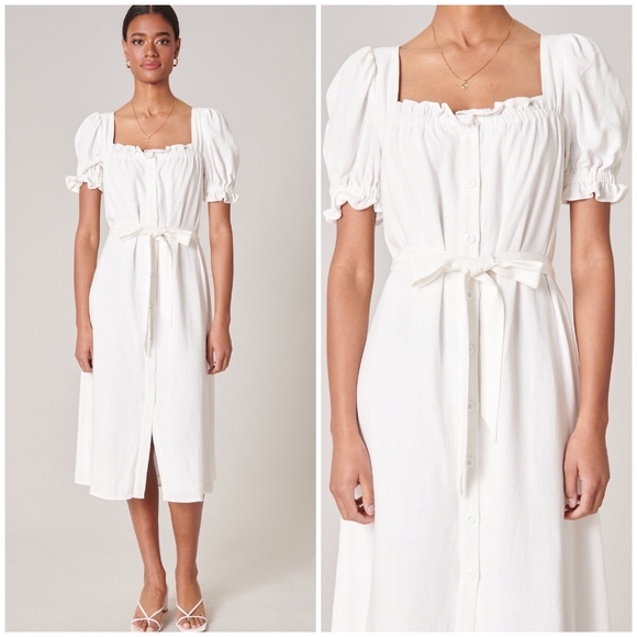 LAST ONE❗️Sugar + Lips Wait For Me Button Front Linen Midi Dress - Picture 8 of 8